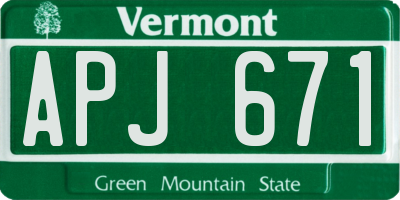 VT license plate APJ671