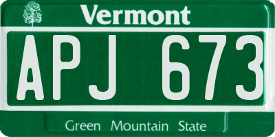 VT license plate APJ673