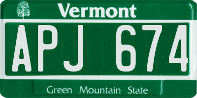 VT license plate APJ674