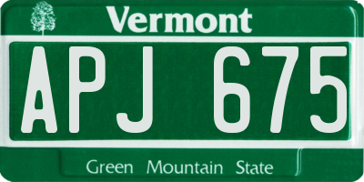 VT license plate APJ675