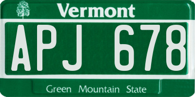 VT license plate APJ678