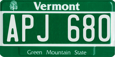 VT license plate APJ680