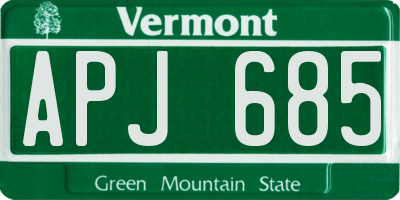 VT license plate APJ685