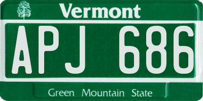 VT license plate APJ686