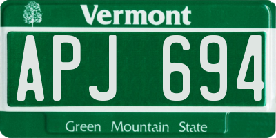 VT license plate APJ694
