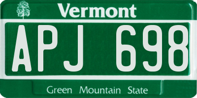VT license plate APJ698
