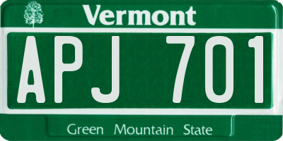 VT license plate APJ701