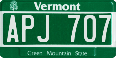VT license plate APJ707