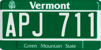 VT license plate APJ711