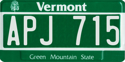 VT license plate APJ715