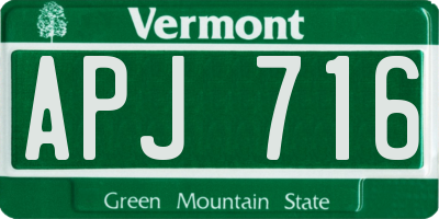 VT license plate APJ716