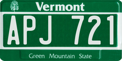 VT license plate APJ721