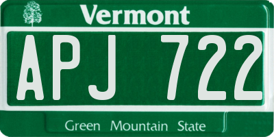 VT license plate APJ722