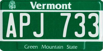 VT license plate APJ733