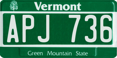 VT license plate APJ736