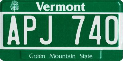 VT license plate APJ740