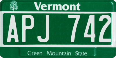 VT license plate APJ742