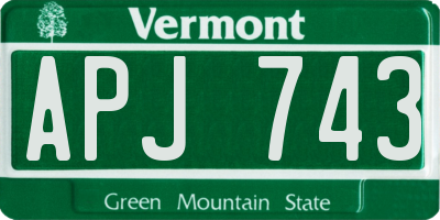 VT license plate APJ743
