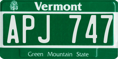 VT license plate APJ747