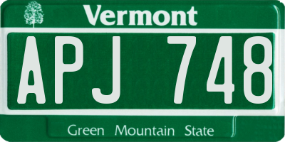 VT license plate APJ748