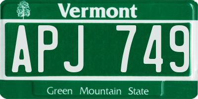 VT license plate APJ749