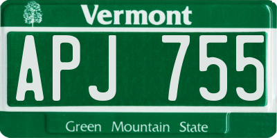 VT license plate APJ755
