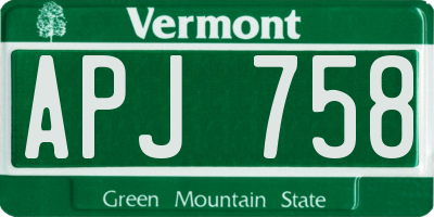 VT license plate APJ758
