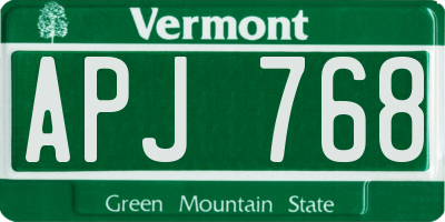 VT license plate APJ768