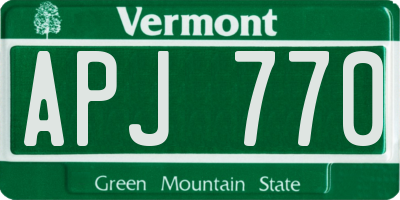 VT license plate APJ770