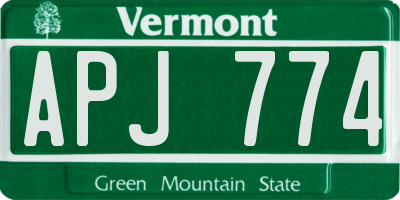 VT license plate APJ774