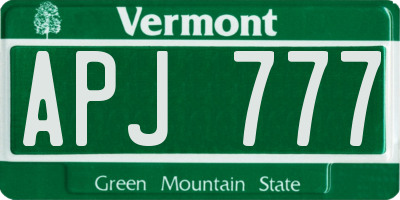 VT license plate APJ777