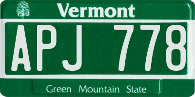 VT license plate APJ778