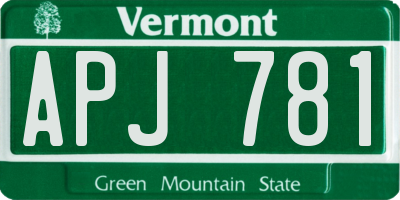 VT license plate APJ781