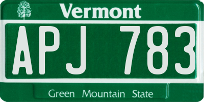 VT license plate APJ783