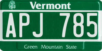 VT license plate APJ785