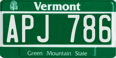 VT license plate APJ786