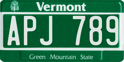VT license plate APJ789