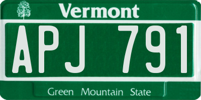 VT license plate APJ791