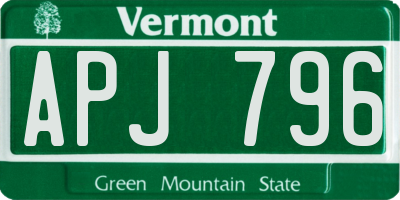 VT license plate APJ796