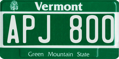 VT license plate APJ800