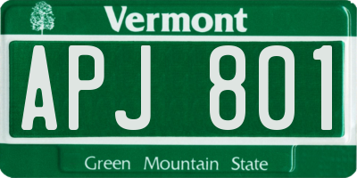 VT license plate APJ801