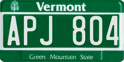 VT license plate APJ804