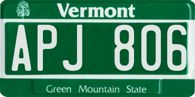 VT license plate APJ806