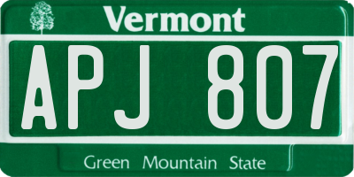 VT license plate APJ807