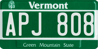 VT license plate APJ808
