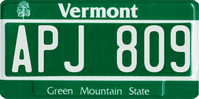 VT license plate APJ809