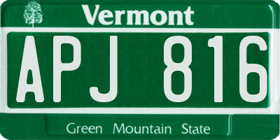 VT license plate APJ816