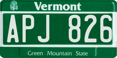 VT license plate APJ826