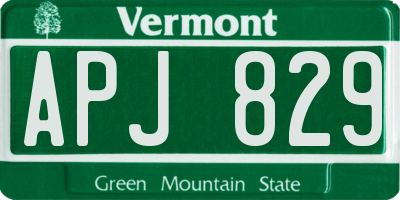 VT license plate APJ829