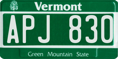 VT license plate APJ830